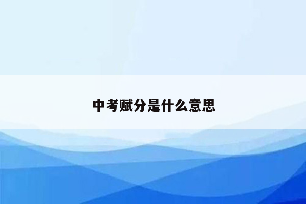 中考赋分是什么意思