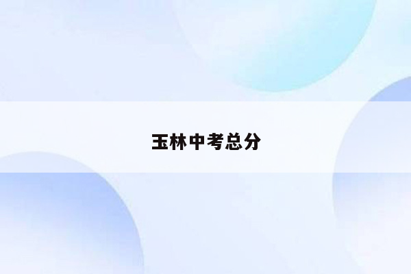 玉林中考总分