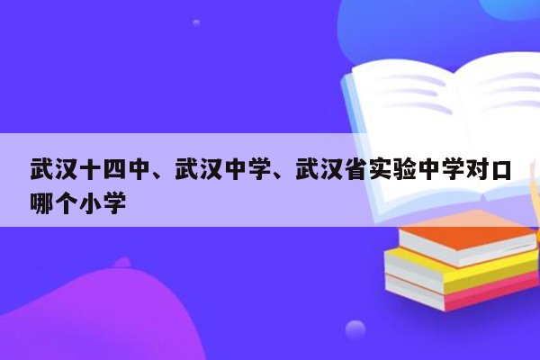 武汉十四中、武汉中学、武汉省实验中学对口哪个小学