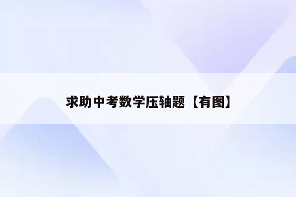 求助中考数学压轴题【有图】