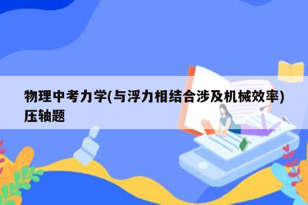 物理中考力学(与浮力相结合涉及机械效率)压轴题
