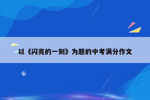 以《闪亮的一刻》为题的中考满分作文