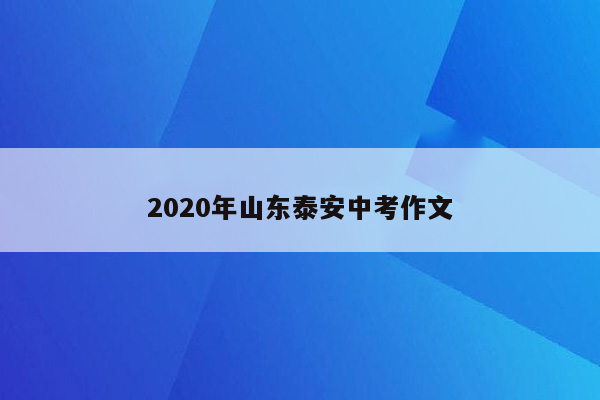 2020年山东泰安中考作文