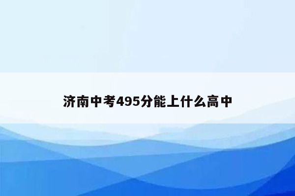 济南中考495分能上什么高中