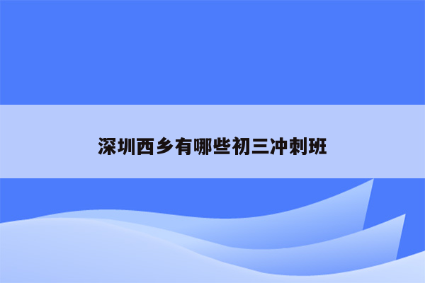 深圳西乡有哪些初三冲刺班