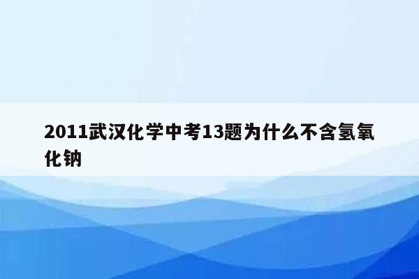2011武汉化学中考13题为什么不含氢氧化钠