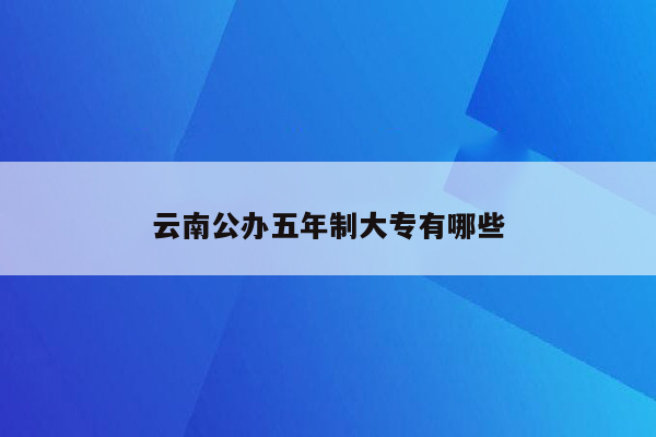 云南公办五年制大专有哪些