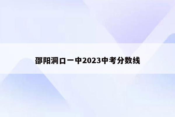 邵阳洞口一中2023中考分数线