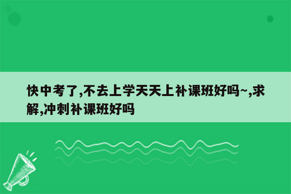 快中考了,不去上学天天上补课班好吗～,求解,冲刺补课班好吗