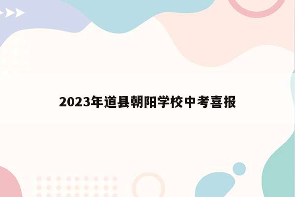 2023年道县朝阳学校中考喜报