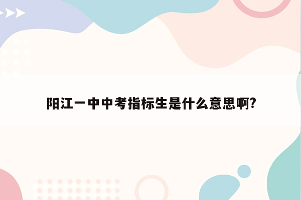 阳江一中中考指标生是什么意思啊?