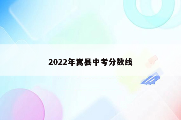 2022年嵩县中考分数线