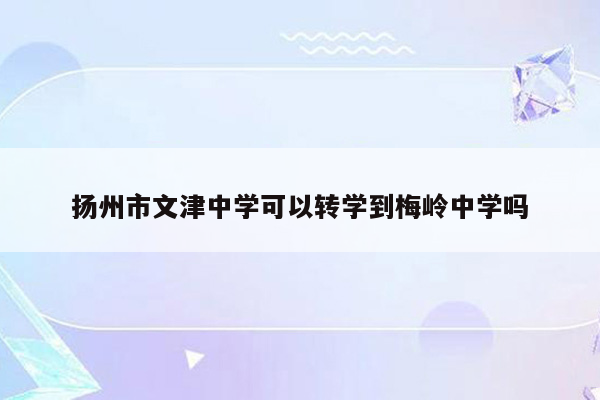 扬州市文津中学可以转学到梅岭中学吗