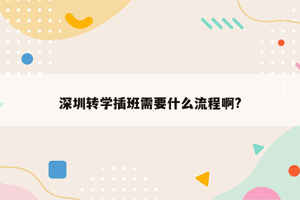 深圳转学插班需要什么流程啊?