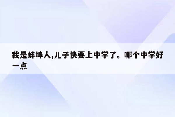 我是蚌埠人,儿子快要上中学了。哪个中学好一点