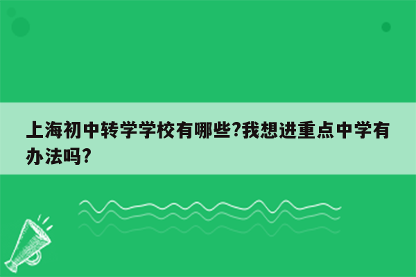 上海初中转学学校有哪些?我想进重点中学有办法吗?