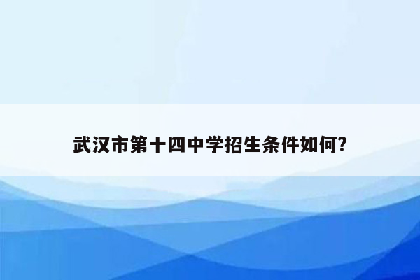 武汉市第十四中学招生条件如何?
