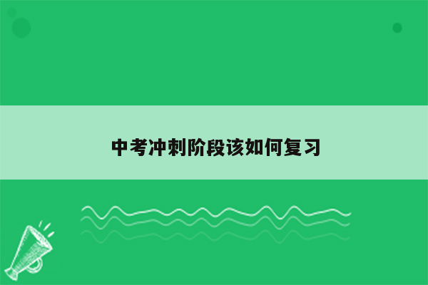 中考冲刺阶段该如何复习