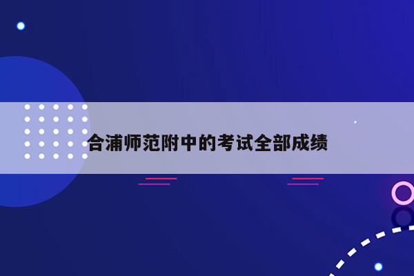 合浦师范附中的考试全部成绩