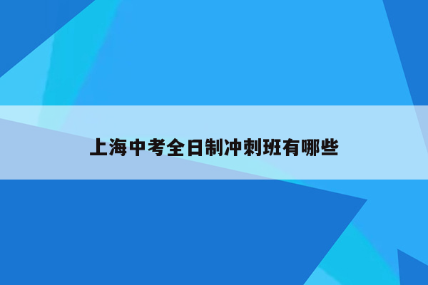 上海中考全日制冲刺班有哪些
