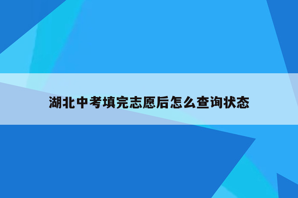 湖北中考填完志愿后怎么查询状态