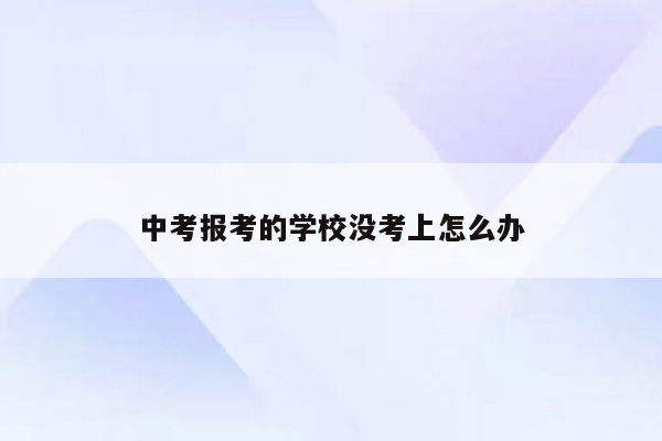 中考报考的学校没考上怎么办