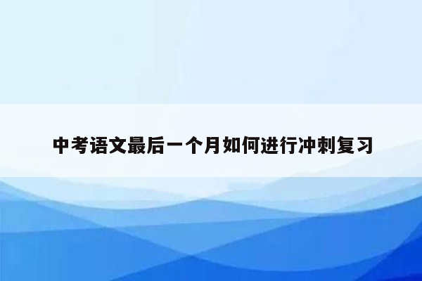 中考语文最后一个月如何进行冲刺复习
