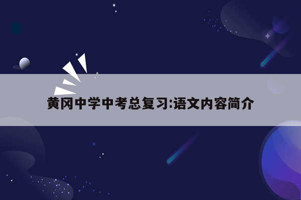 黄冈中学中考总复习:语文内容简介