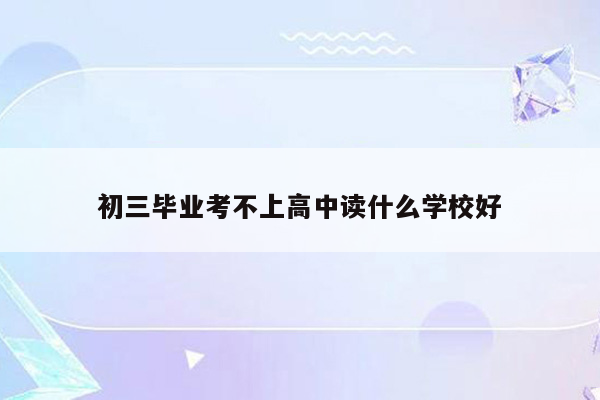 初三毕业考不上高中读什么学校好