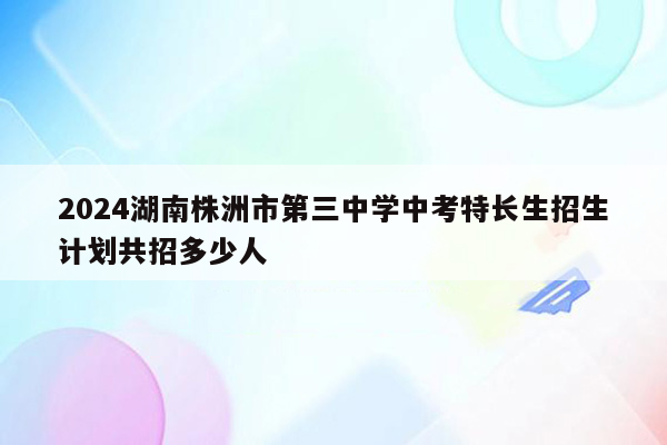 2024湖南株洲市第三中学中考特长生招生计划共招多少人