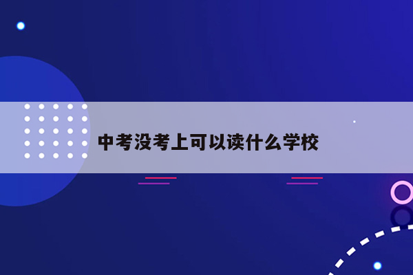 中考没考上可以读什么学校