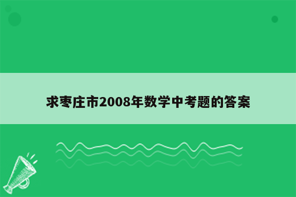 求枣庄市2008年数学中考题的答案