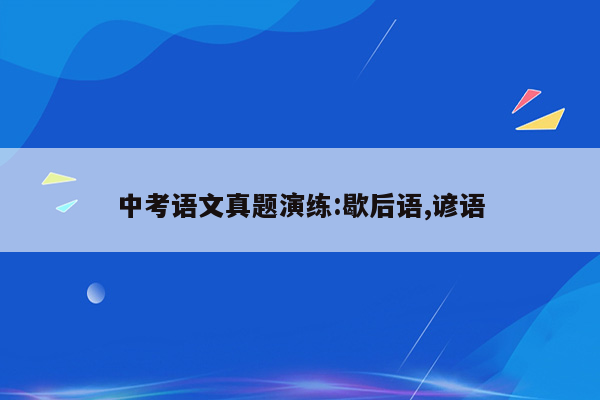 中考语文真题演练:歇后语,谚语