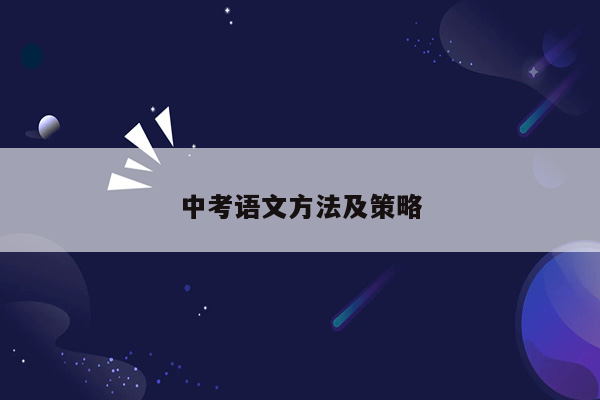 中考语文方法及策略