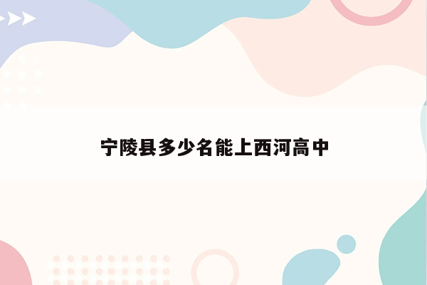 宁陵县多少名能上西河高中