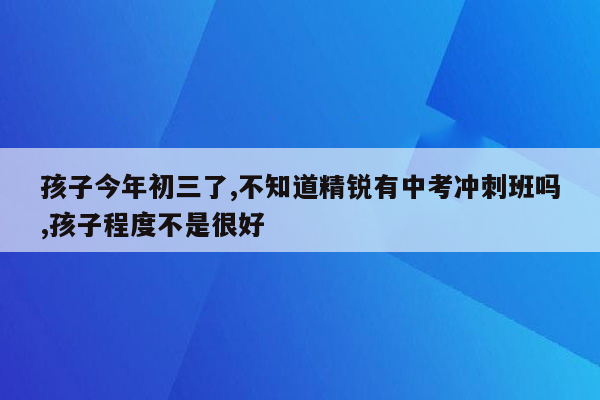 孩子今年初三了,不知道精锐有中考冲刺班吗,孩子程度不是很好