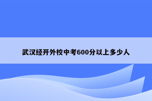 武汉经开外校中考600分以上多少人