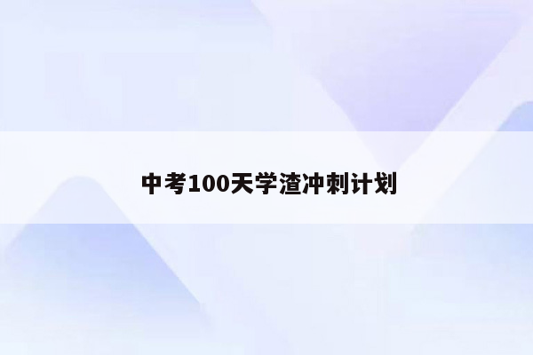 中考100天学渣冲刺计划