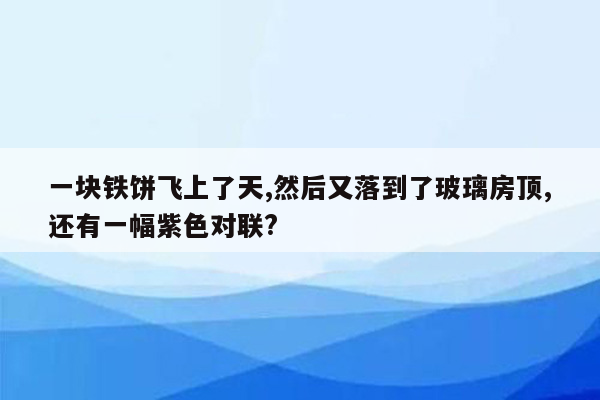一块铁饼飞上了天,然后又落到了玻璃房顶,还有一幅紫色对联?