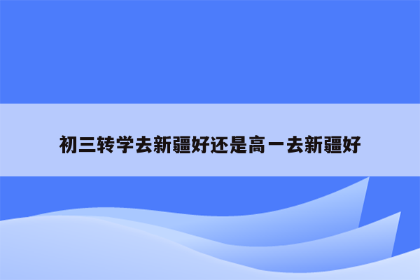 初三转学去新疆好还是高一去新疆好