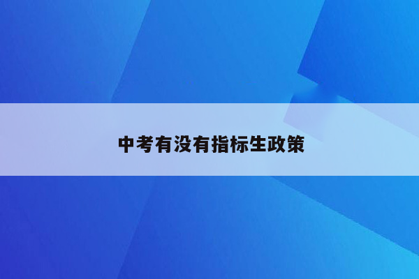中考有没有指标生政策