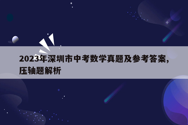 2023年深圳市中考数学真题及参考答案,压轴题解析