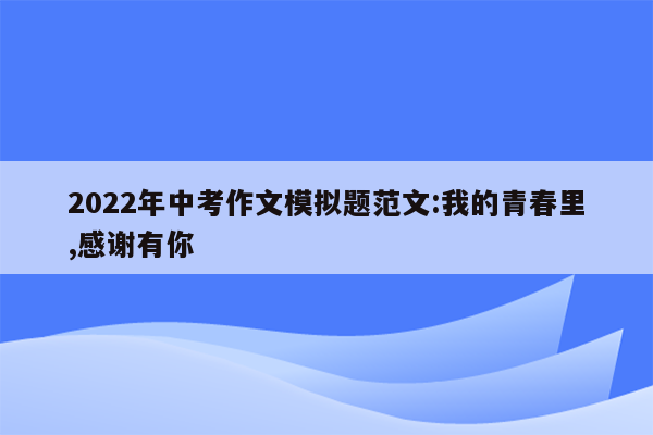 2022年中考作文模拟题范文:我的青春里,感谢有你