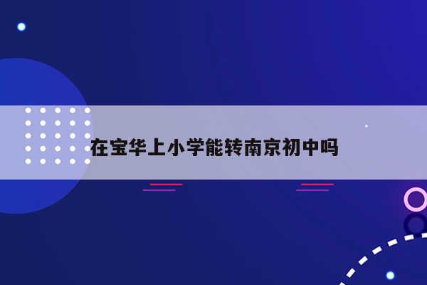 在宝华上小学能转南京初中吗