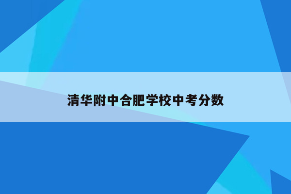 清华附中合肥学校中考分数