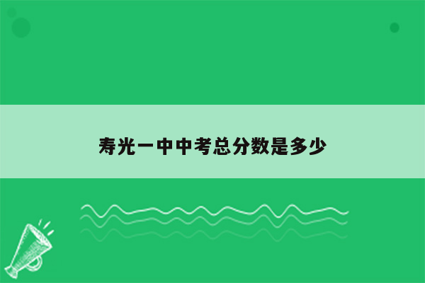 寿光一中中考总分数是多少