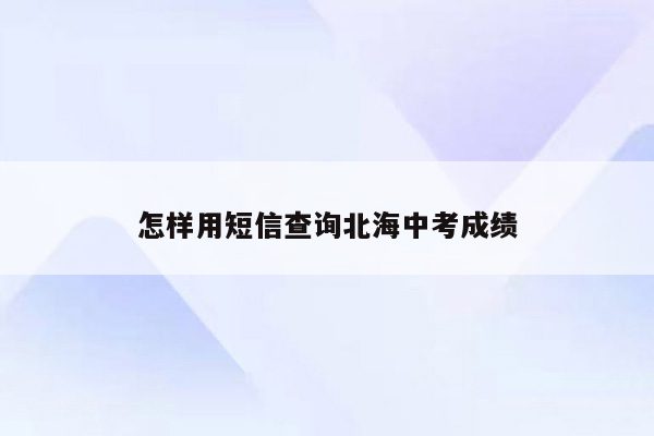 怎样用短信查询北海中考成绩
