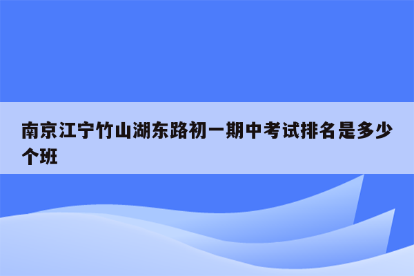 南京江宁竹山湖东路初一期中考试排名是多少个班