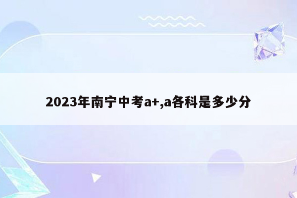 2023年南宁中考a+,a各科是多少分