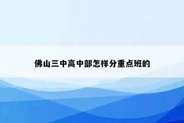 佛山三中高中部怎样分重点班的